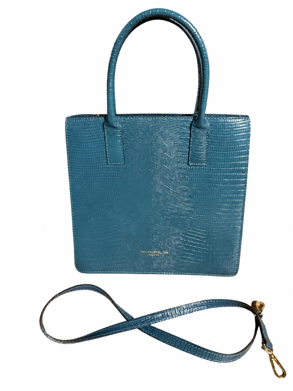 Viola Castellani Lizard Embossed Leather Tote